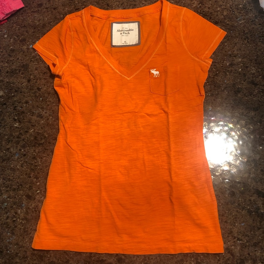 Abercrombie and Fitch orange V-neck with pocket